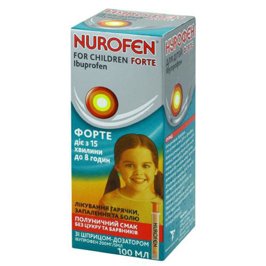 Нурофен для детей форте 200 мг/5 мл 100 мл клубника