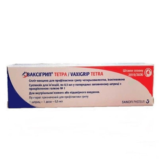 Ваксігрип Тетра вакцина для профілактики грипу суспензія для ін‘єкцій 0.5 мл шприц №1