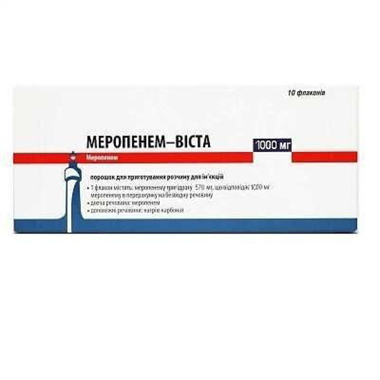 Меропенем-Виста порошок для раствора для инъекций 1000 мг №10