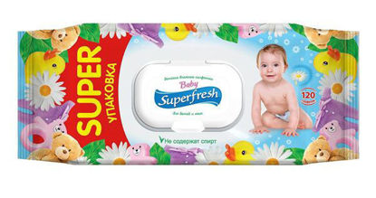 Світлина Серветки вологі super fresh (супер фреш) для дітей і мам №120