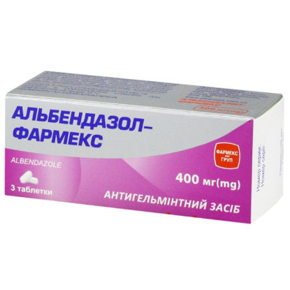 Фото Альбендазол-фармекс таблетки 400 мг №3(1Х3)