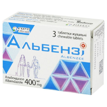 Світлина Альбензі таблетки жувальні 400 мг №3(1Х3)