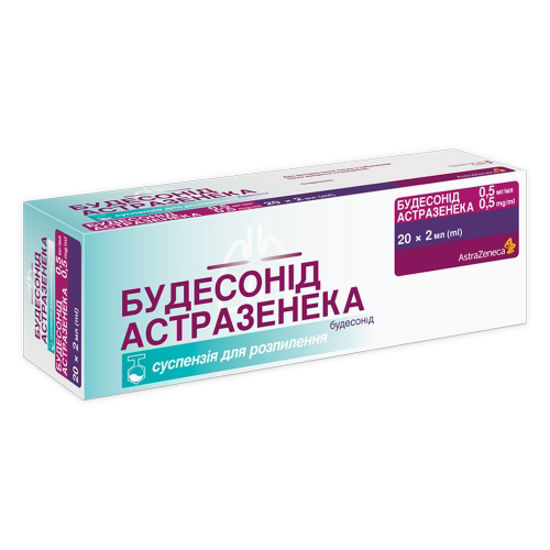 Будесонід Астразенека, суспензія для розпилення 0.5 мг/мл по 2 мл контейнер №20