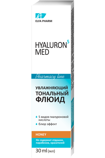 Hyaluron 5 Med зволожуючий тональний флюїд honey ТМ Elfa Pharm 30 мл